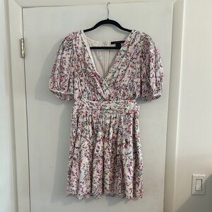 French Connection Pink Peplum Puff Sleeve Sundress